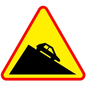 Znak drogowy A-22 - niebezpieczny zjazd - 1200 mm - folia II generacji