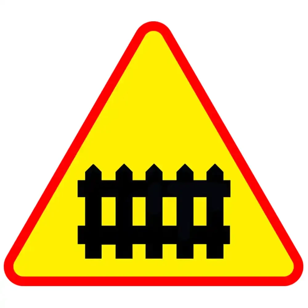 Znak drogowy A-9 - Przejazd kolejowy z zaporami - folia I generacji - 750 mm - sklep drogowy Widrog.webp