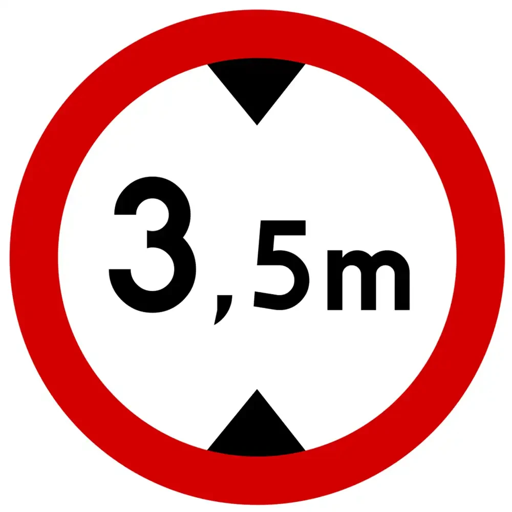 Znak drogowy B-16 - zakaz wjazdu pojazdow o wysokosci ponad ... m. - folia II generacji.webp