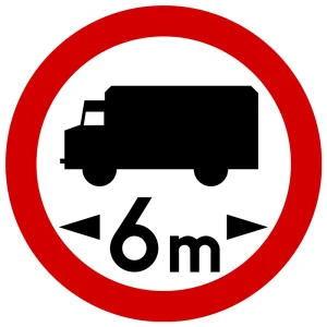 Znak drogowy B-17 - zakaz wjazdu pojazdów o długości ponad ... m. - 400 mm - folia II generacji