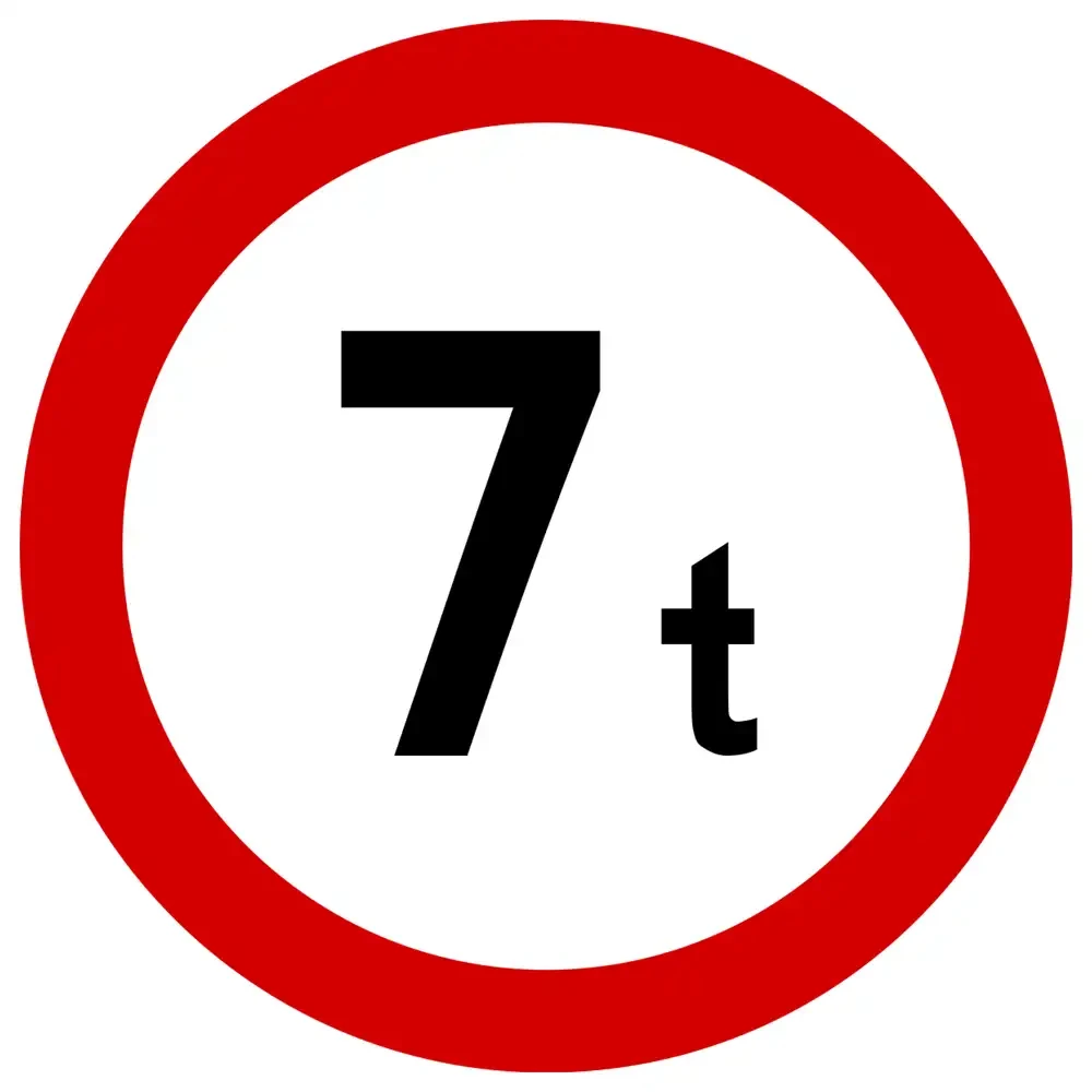 Znak drogowy B-18 - zakaz wjazdu pojazdow o masie ponad ... t - folia II generacji.webp