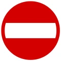 Znak drogowy B-2 Zakaz Wjazdu 1000 mm (znak wielki W). Czerwono-biała tarcza z blachy ocynkowanej i folii II Generacji. Kluczowy znak zakazu stosowany na autostradach