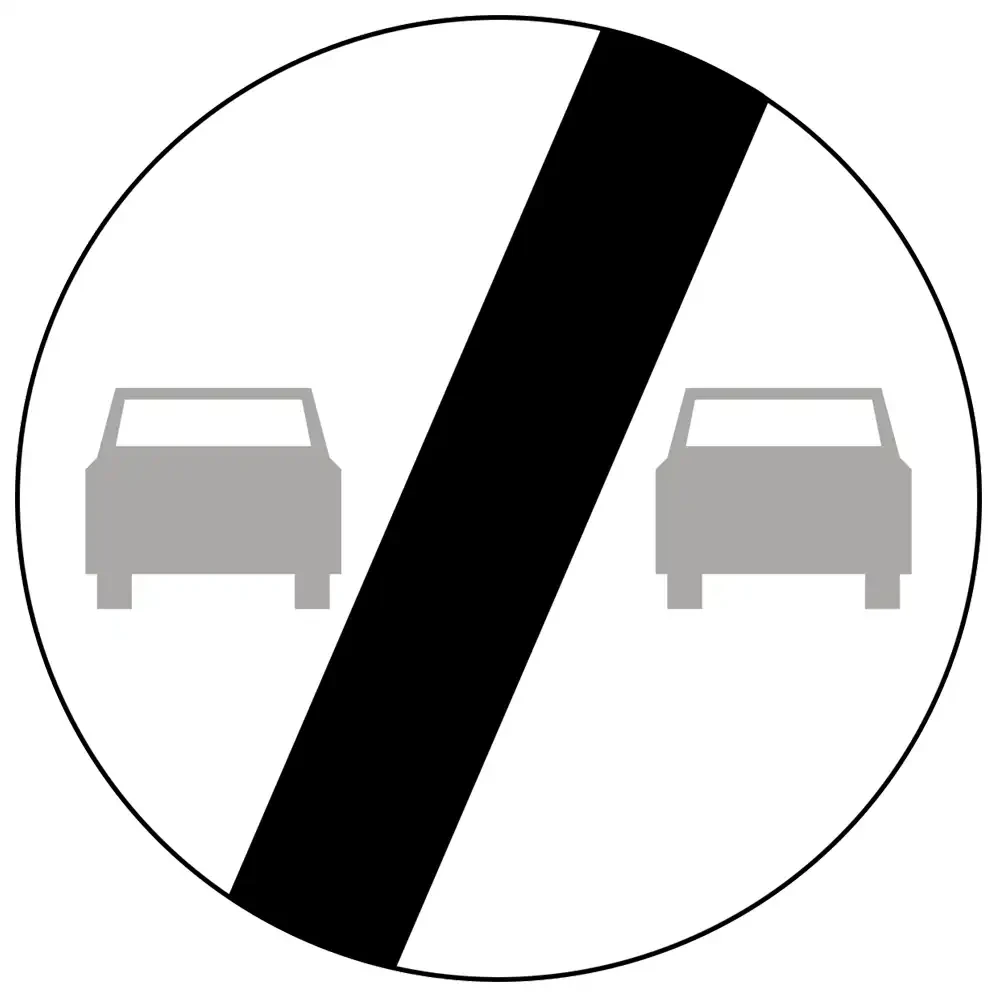 Znak drogowy B-27 - koniec zakazu wyprzedzania - folia II generacji.webp