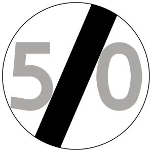 Znak drogowy B-34 - koniec ograniczenia prędkości - 1000 mm - folia II generacji