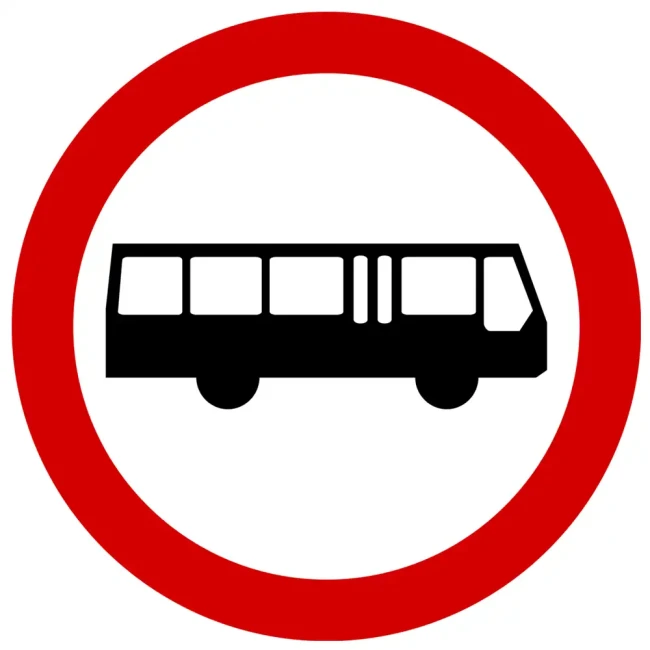 Znak drogowy B-3A - zakaz wjazdu autobusów - folia II generacji.webp