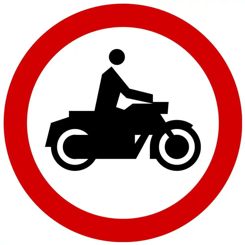 Znak drogowy B-4 - zakaz wjazdu motocykli - folia II generacji.webp