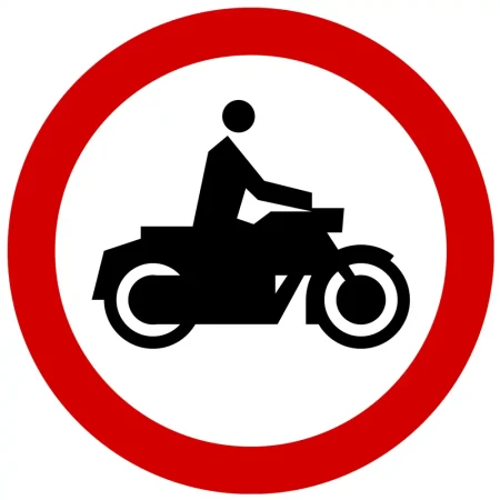 Znak drogowy B-4 - zakaz wjazdu motocykli - folia II generacji.webp