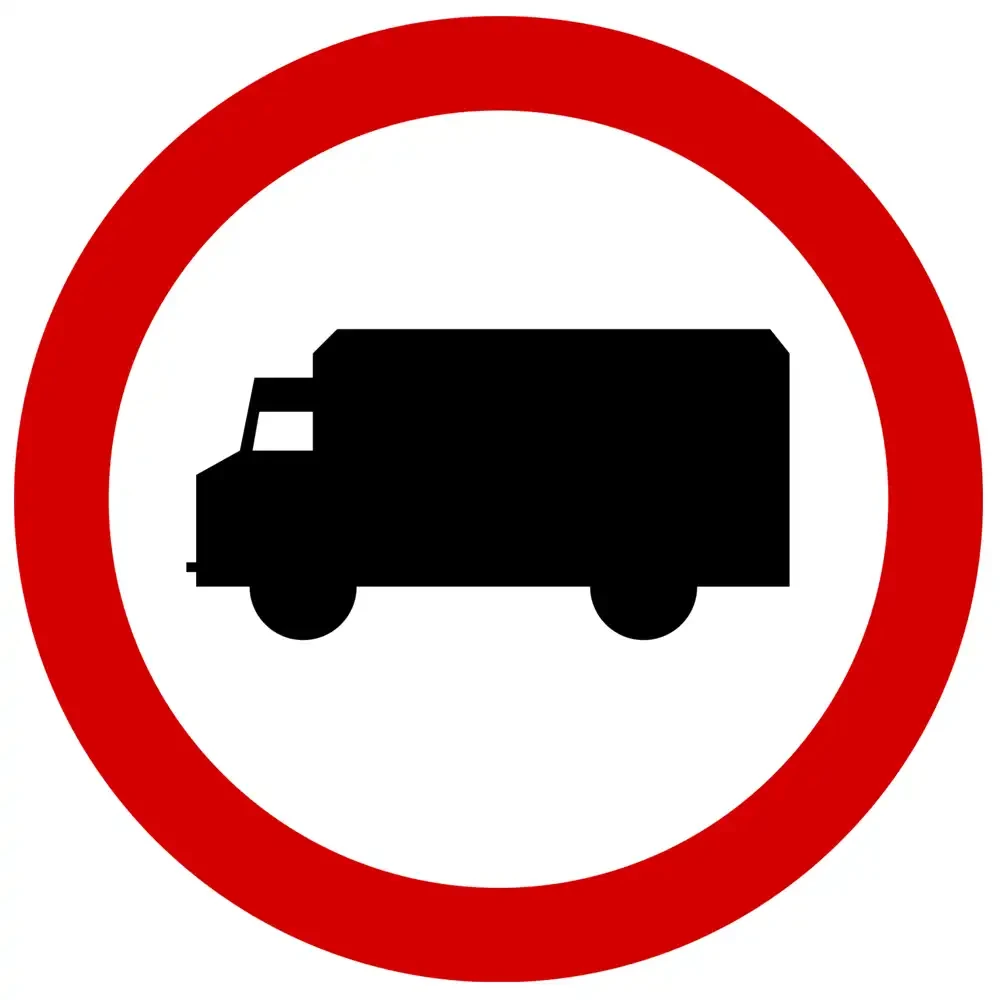 Znak drogowy B-5 - zakaz wjazdu samochodów ciężarowych - folia II generacji.webp