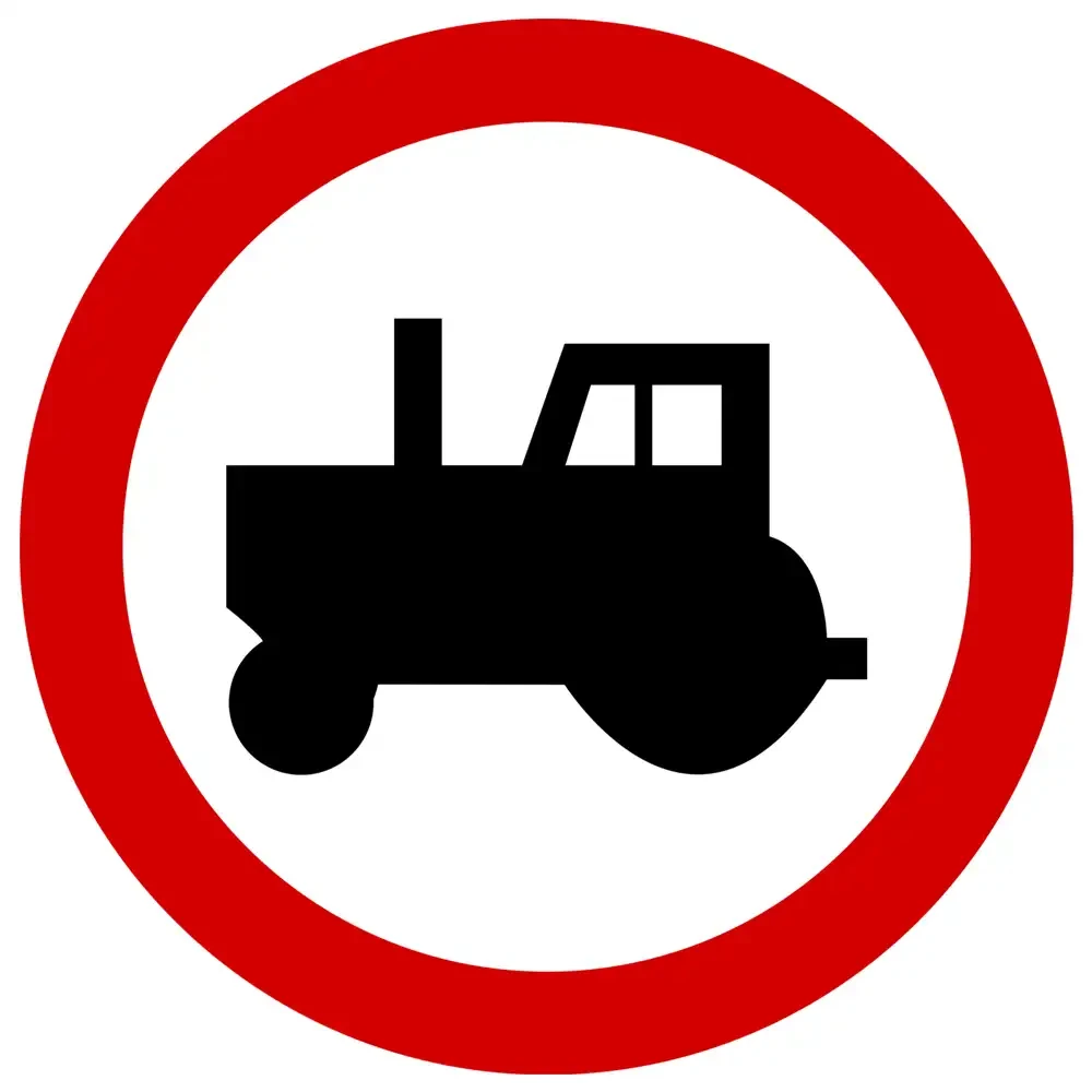 Znak drogowy B-6 - zakaz wjazdu ciagnikow rolniczych - folia II generacji.webp