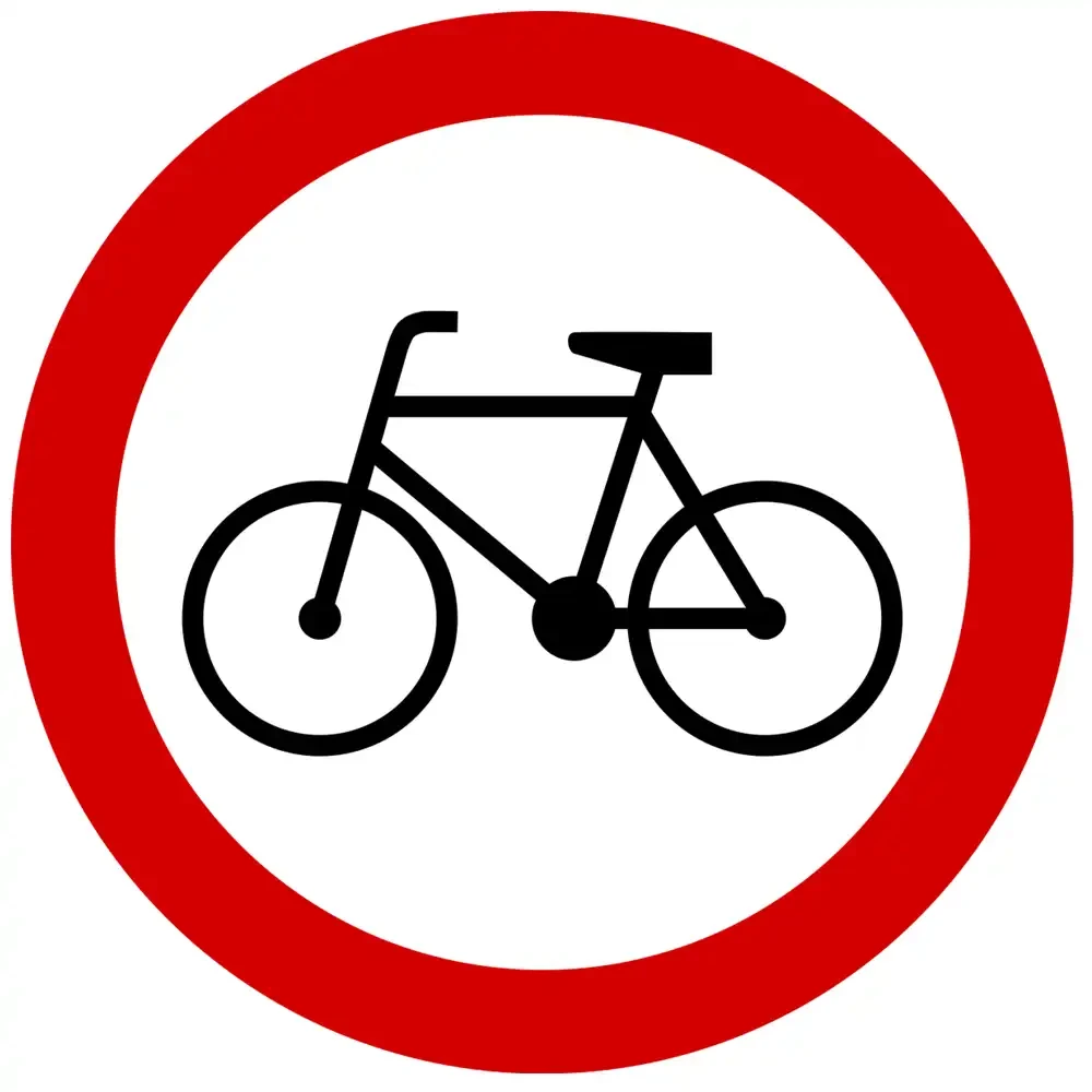 Znak drogowy B-9 - zakaz wjazdu rowerow - folia II generacji.webp