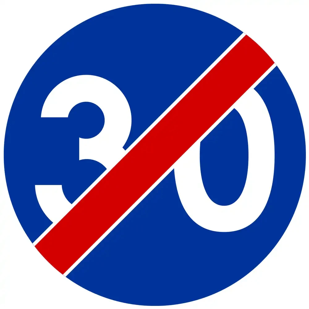 Znak drogowy C-15 - koniec minimalnej prędkości - folia II generacji.webp