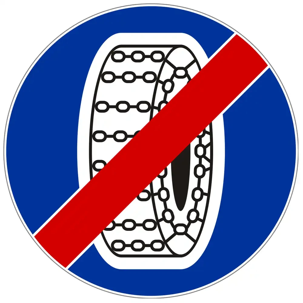 Znak drogowy C-19 - koniec nakazu uzywania lancuchow - folia II generacji.webp