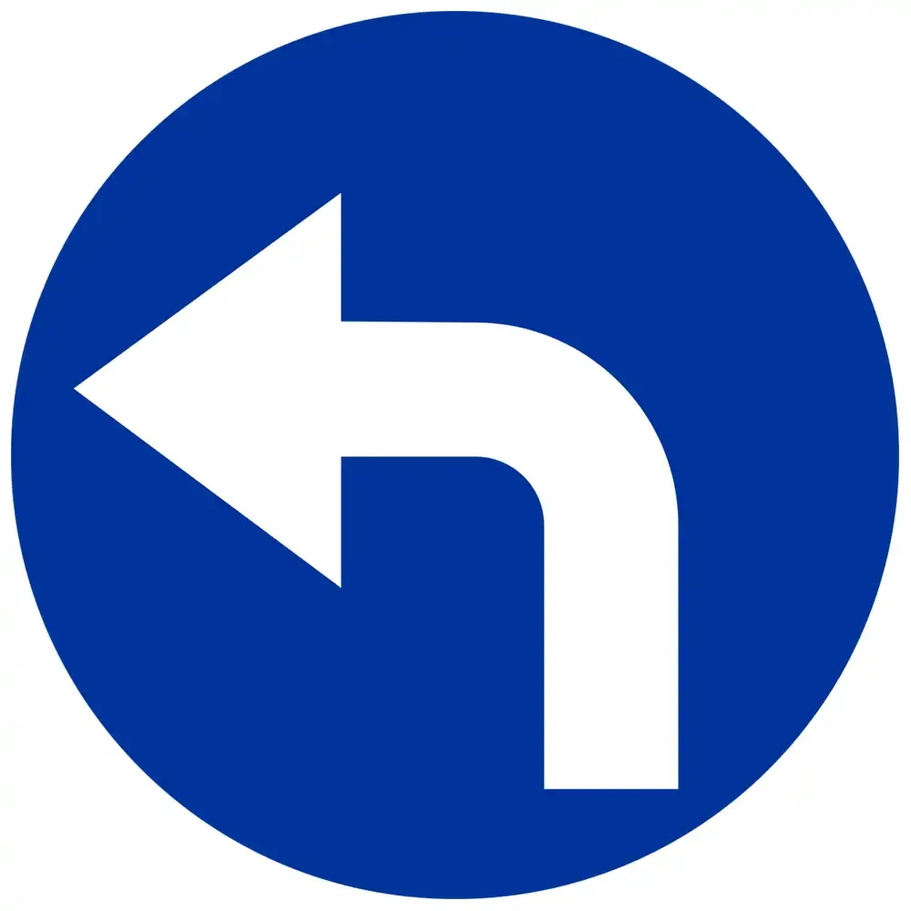 Znak drogowy C-4 - nakaz jazdy w lewo za znakiem - folia II generacji.webp