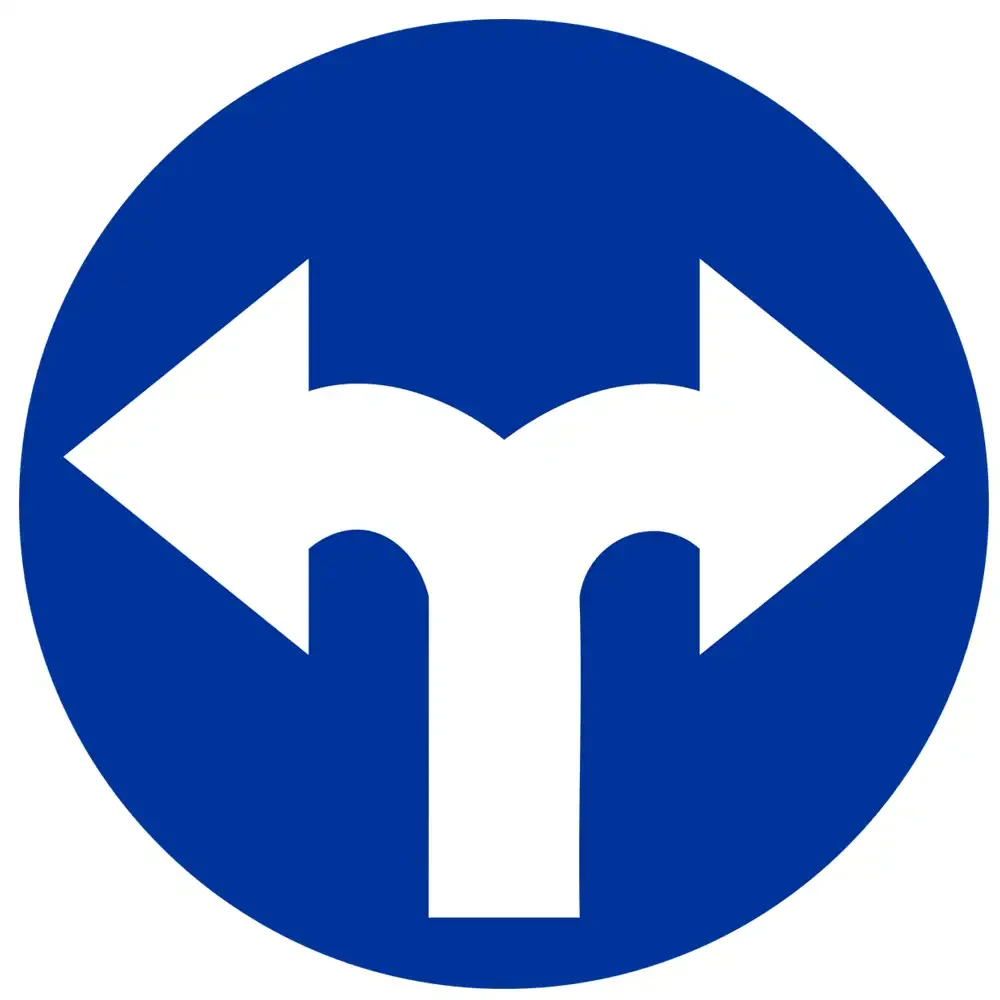 Znak drogowy C-8 - nakaz jazdy w prawo lub w lewo - folia II generacji.webp