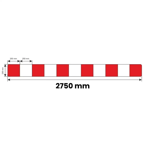 Zapora Drogowa U-20a na haki - folia odblaskowa II generacji - 2750x250 mm