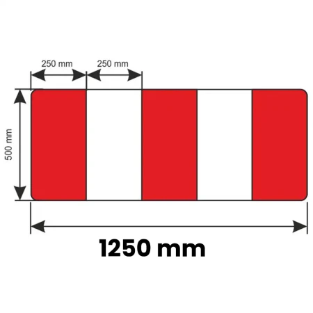 Zapora Drogowa U-20b - 1250 x 500 mm - folia odblaskowa drugiej generacji - sklep drogowy Widrog.webp