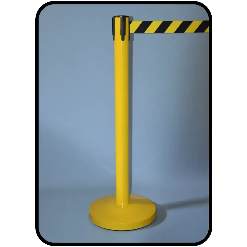 Słupek malowany proszkowo żółty z żółto-czarną taśmą - dł. 4 metry - sklep drogowy Widrog.webp