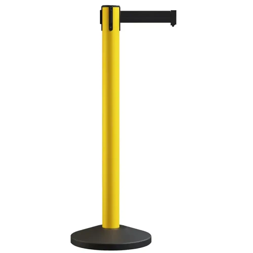 Słupek malowany proszkowo żółty z czarną taśmą - dł. 4 metry - sklep drogowy Widrog.webp