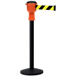 Słupek przemysłowy czarny z głowicą SKIPPER z żółto-czarną taśmą - dł. 9 metrów