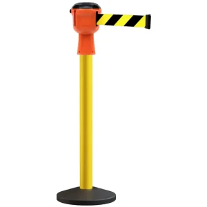 Słupek żółty przemysłowy lakierowany z głowicą SKIPPER z taśmą żółto-czarną - dł. 9 m
