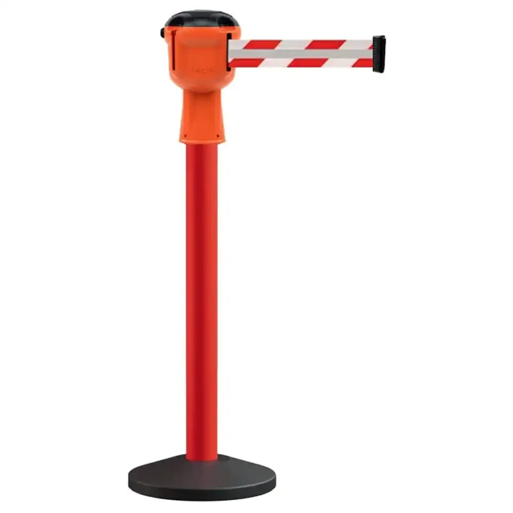 Słupek przemysłowy czerwony z głowicą SKIPPER z biało-czerwoną taśmą odblaskową - dł. 9 metrów - sklep drogowy Widrog.webp