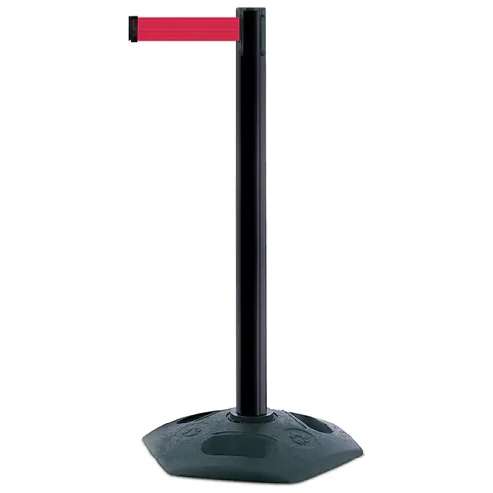 Słupek z tworzywa sztucznego TENSATOR® HEAVY DUTY - czerwona taśma dł. 2,3 m - sklep drogowy Widrog.webp