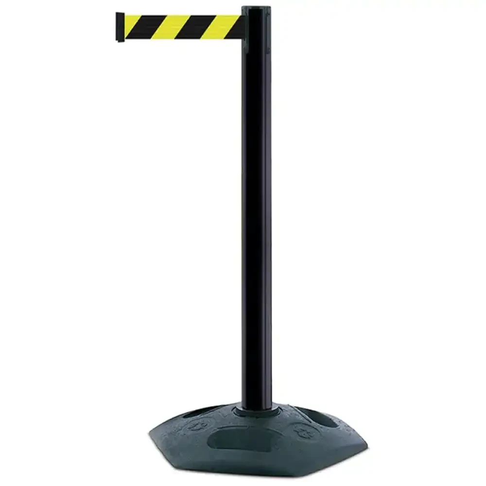 Słupek z tworzywa sztucznego TENSATOR® HEAVY DUTY - żółto-czarna taśma dł. 3,65 m - sklep drogowy Widrog.webp