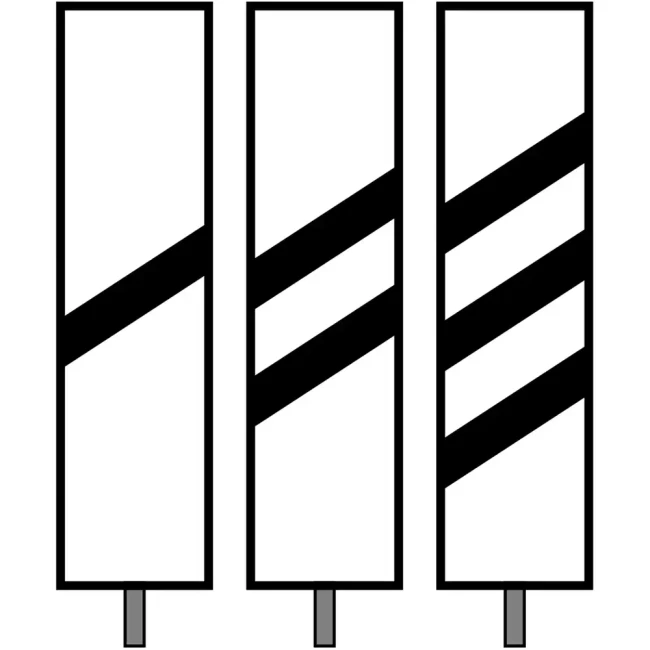 Wskaźniki (znaki) kolejowe W11a – komplet wskaźników uprzedzających - 400x1600 mm – odblaskowych - folia odblaskowa pierwszej generacji - sklep drogowy Widrog.webp