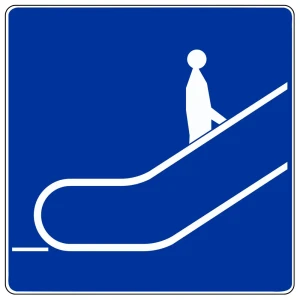 Znak drogowy D-36A - schody ruchome w górę - 400x400 mm - folia II generacji