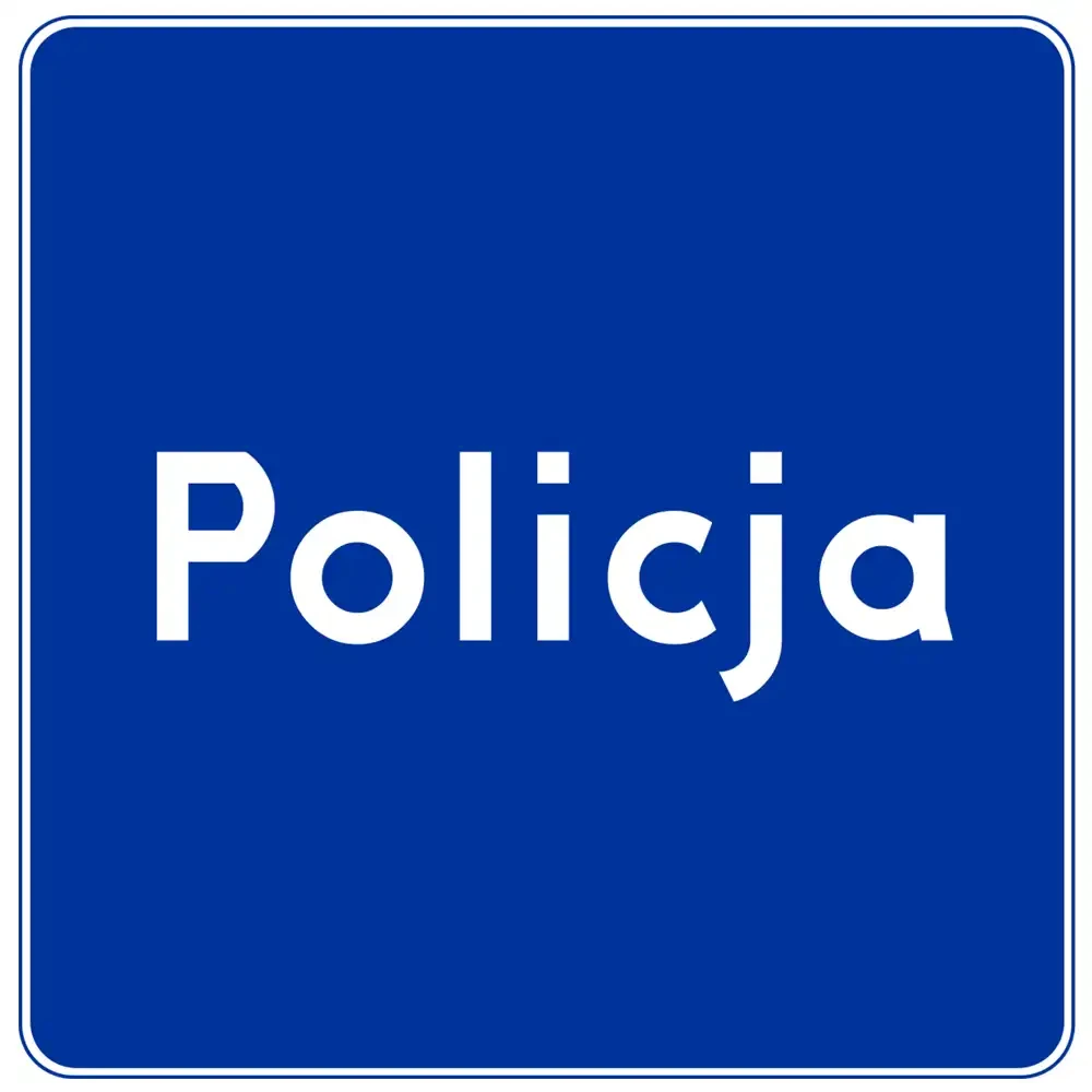 Znak drogowy D-21A - policja - folia II generacji - 400x400 mm - sklep drogowy Widrog.webp