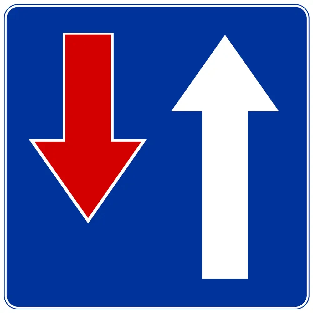 Znak drogowy D-5 - pierwszeństwo na zwężonym odcinku jezdni - folia II generacji - 400x400 mm - sklep drogowy Widrog.webp