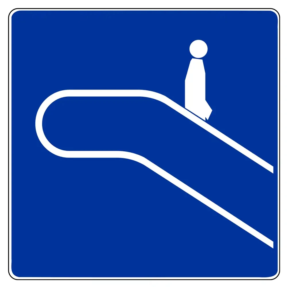 Znak drogowy D-35A - schody ruchome w dół - folia II generacji - 900x900 mm - sklep drogowy Widrog.webp