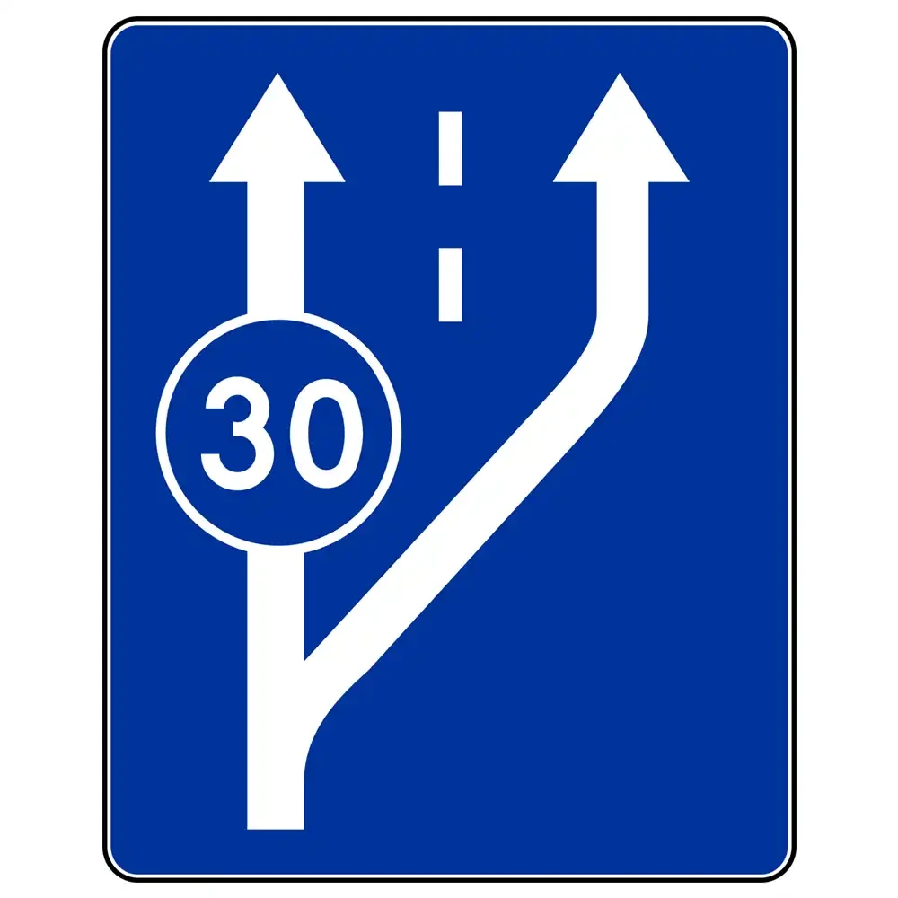 Znak drogowy D-13 - poczatek pasa ruchu powolnego - folia II generacji - 900x1125 mm - sklep drogowy Widrog.webp