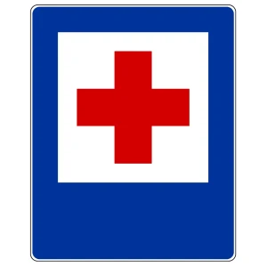 Znak drogowy D-22 - punkt opatrunkowy - folia II generacji - 1200x1500 mm