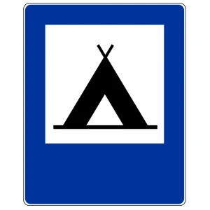 Znak drogowy D-30 - obozowisko lub camping - folia II generacji - 400x500 mm