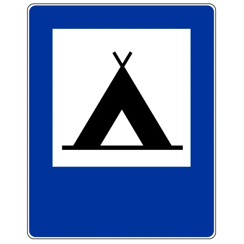 Znak drogowy D-30 - obozowisko lub camping - folia II generacji - 400x500 mm
