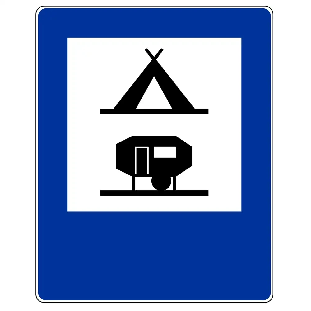 Znak drogowy D-31 - obozowisko (camping) wyposazone w podlaczenia elektryczne dla przyczep - folia II generacji - 1200x1500 mm - sklep drogowy Widrog.webp