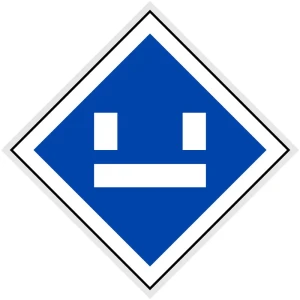 Wskaźnik (znak) kolejowy We8a – przejazd bez pobierania prądu z sieci trakcyjnej - romb 480x480 mm – odblaskowy