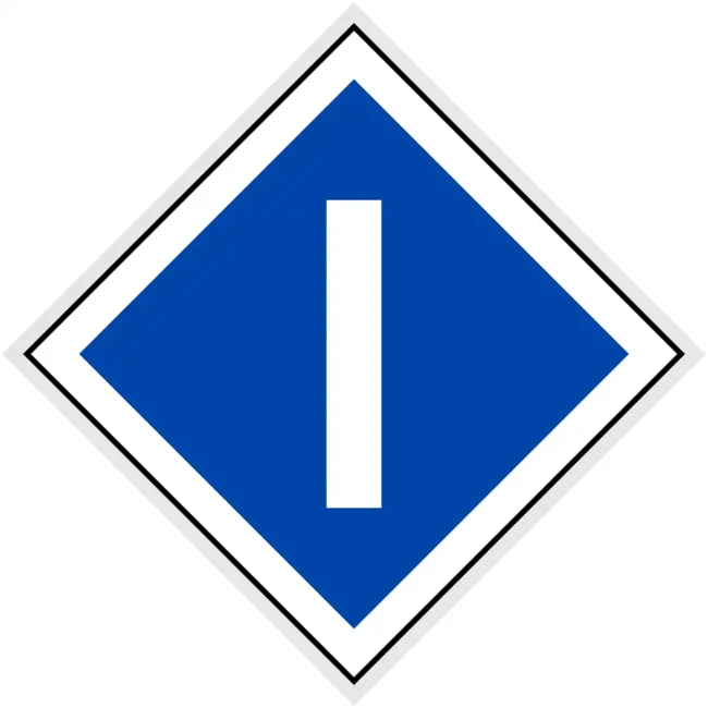 Wskaźnik (znak) kolejowy We3a – wskaźnik podniesienia pantografu elektrycznego zespołu trakcyjnego - romb 480x480 mm – odblaskowy - folia odblaskowa pierwszej generacji - sklep drogowy Widrog.webp