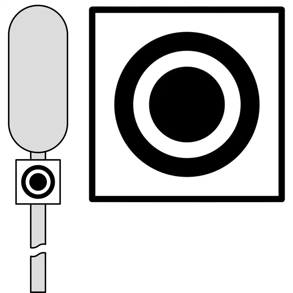 Wskaźnik (znak) kolejowy W18 – ostrzeżenie przed semaforem samoczynnej blokady liniowej - 480x480 mm - odblaskowy - folia pierwszej generacji - sklep drogowy Widrog.webp