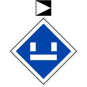 Wskaźnik (znak) kolejowy We8b – wskaźnik jazdy bezprądowej - 480x480 + 200x200 mm - odblaskowy 