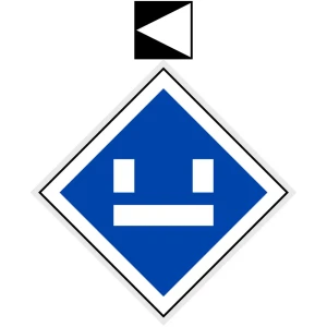 Wskaźnik (znak) kolejowy We8c – wskaźnik jazdy bezprądowej - 480x480 + 200x200 mm - odblaskowy