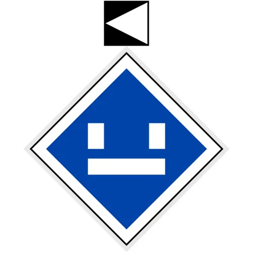 Wskaźnik (znak) kolejowy We8c – wskaźnik jazdy bezprądowej - 480x480 + 200x200 mm - odblaskowy