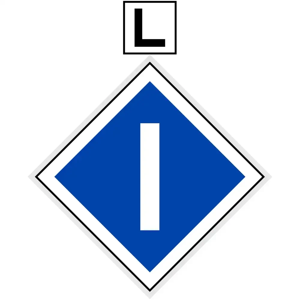 Wskaźnik (znak) kolejowy We3b - podniesienie pantografu - 480x480 + 200x200 mm - odblaskowy - folia odblaskowa pierwszej generacji - sklep drogowy Widrog.webp