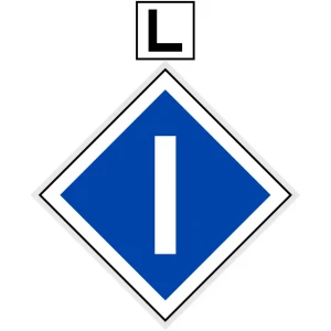 Wskaźnik Kolejowy We3b - podniesienie pantografu - 480x480 + 200x200 mm - odblaskowy