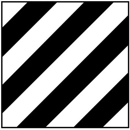Wskaźnik (znak) kolejowy W11a – wskaźnik uprzedzający z czterema pasami - 750x750 mm – odblaskowy - folia pierwszej generacji - sklep drogowy Widrog.webp