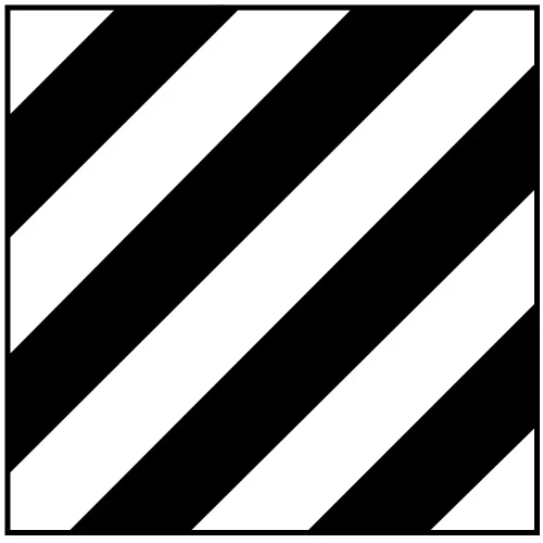 Wskaźnik (znak) kolejowy W11a – wskaźnik uprzedzający z czterema pasami - 750x750 mm – odblaskowy