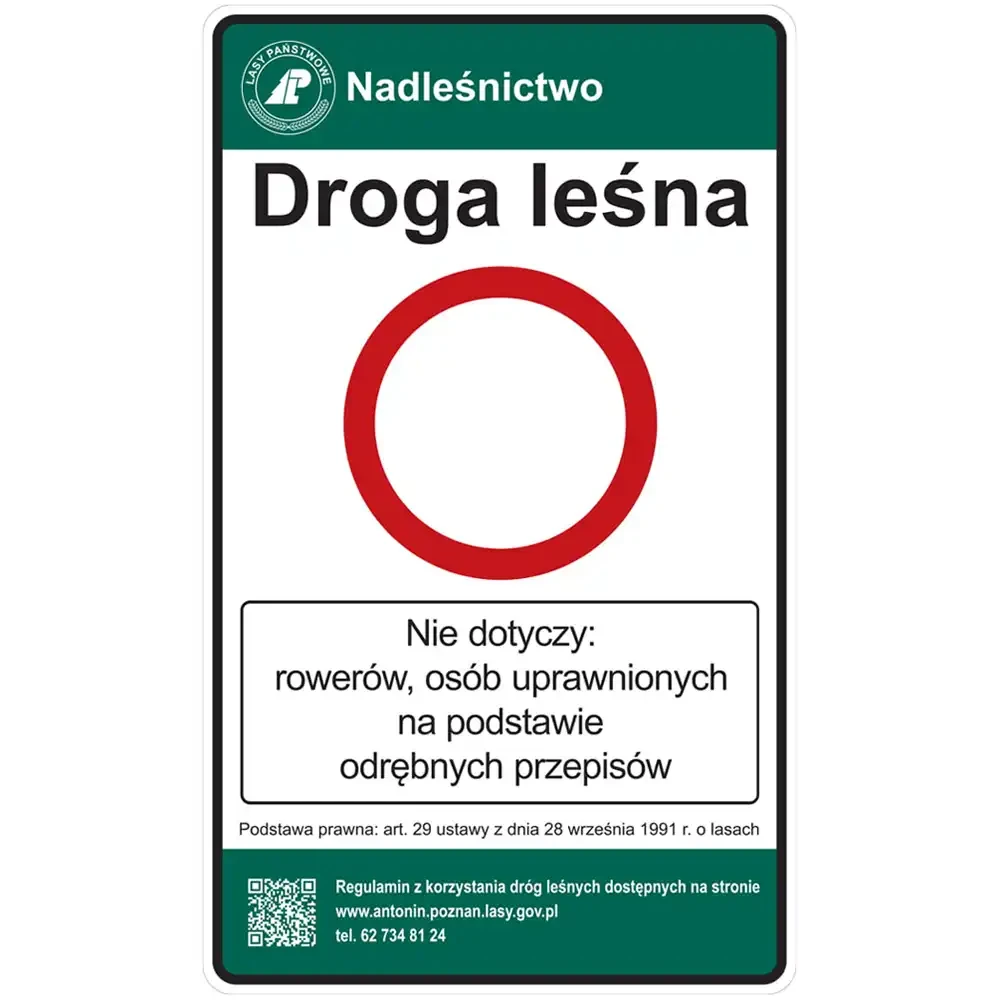 Tablica TL-1 - droga leśna - folia odblaskowa I generacji - 600x1000 mm - sklep drogowy Widrog.webp