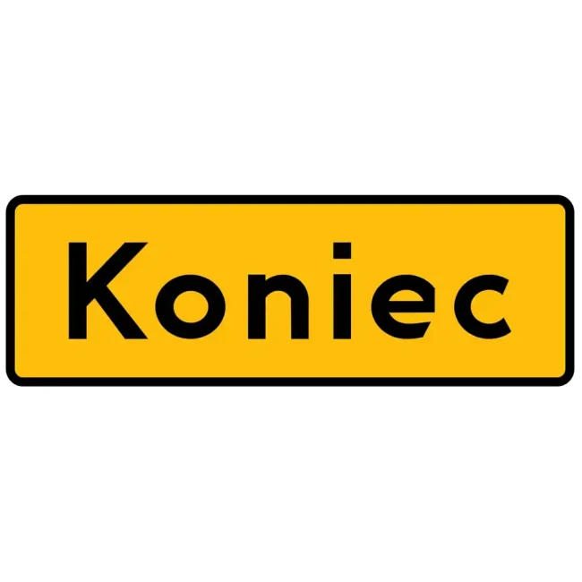 Tabliczka T-3 - wskazuje koniec niebezpiecznego odcinka drogi - folia II generacji.webp