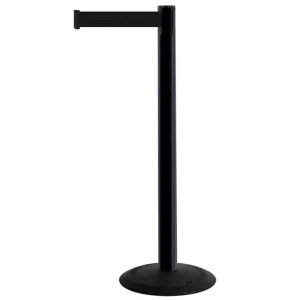 Czarny słupek z tworzywa sztucznego TENSATOR® POPULAR -  czarna taśma taśma dł. 3,65 m